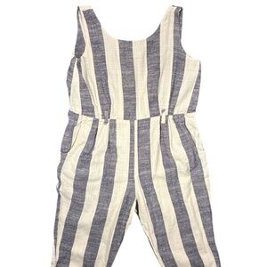 Black Crane Linen Jumpsuit Kids Size 6